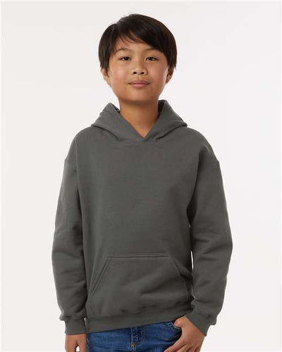 Tultex 320Y Youth Hooded Sweatshirt - Charcoal - model front