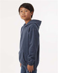 Tultex 320Y Youth Hooded Sweatshirt - Heather Denim - model side