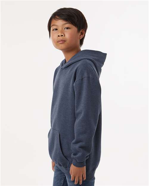 Tultex 320Y Youth Hooded Sweatshirt - Heather Denim - model side