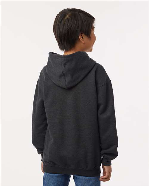 Tultex 320Y Youth Hooded Sweatshirt - Heather Graphite - model back