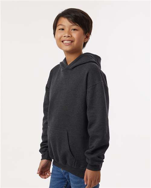Tultex 320Y Youth Hooded Sweatshirt - Heather Graphite - model side