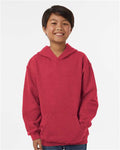 Tultex 320Y Youth Hooded Sweatshirt - Heather Red - model front