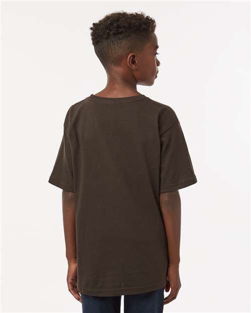 M&O 4850 Youth Gold Soft Touch T-Shirt - Chocolate - model back
