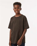 M&O 4850 Youth Gold Soft Touch T-Shirt - Chocolate - model front