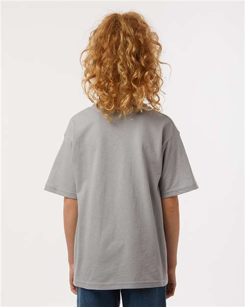 M&O 4850 Youth Gold Soft Touch T-Shirt - Gravel - model back