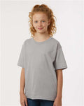 M&O 4850 Youth Gold Soft Touch T-Shirt - Gravel - model front