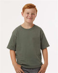 M&O 4850 Youth Gold Soft Touch T-Shirt - Military Green - model front