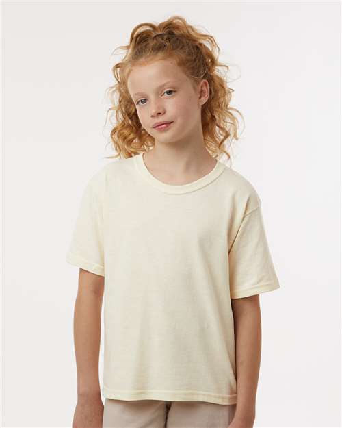 M&O 4850 Youth Gold Soft Touch T-Shirt - Natural - model front