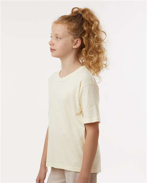 M&O 4850 Youth Gold Soft Touch T-Shirt - Natural - model side