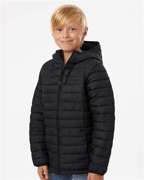 Columbia 209002 Youth Powder Lite II Hooded Jacket - Black - model side
