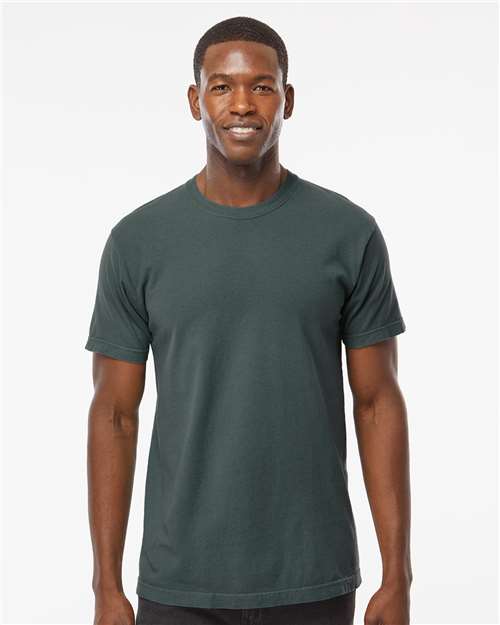 M&O 6500M Unisex Vintage Garment-Dyed T-Shirt - Blue Spruce - model front