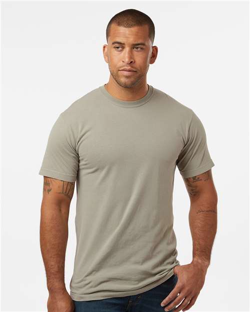 M&O 6500M Unisex Vintage Garment-Dyed T-Shirt - Sandstone - model front