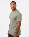 M&O 6500M Unisex Vintage Garment-Dyed T-Shirt - Sandstone - model side
