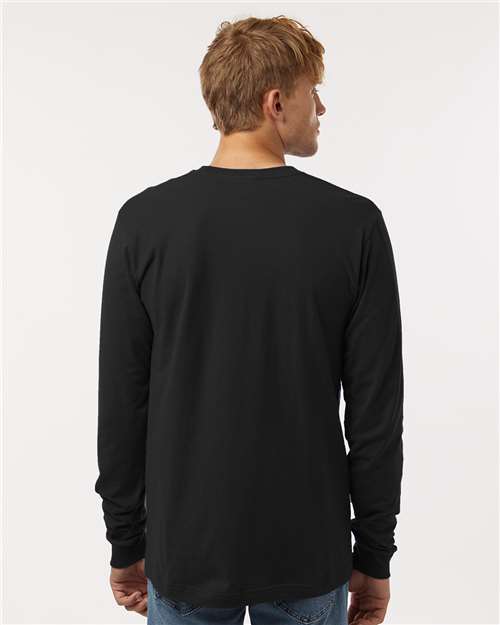 Tultex 202LS Unisex Fine Jersey Long Sleeve T-Shirt - Black - model back