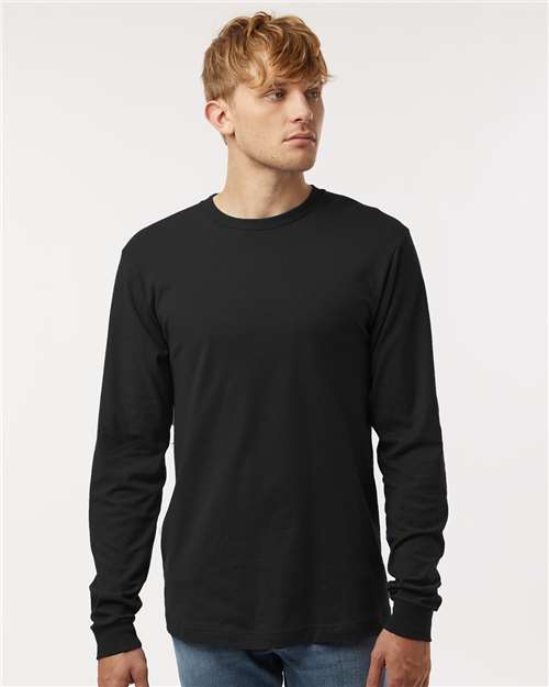 Tultex 202LS Unisex Fine Jersey Long Sleeve T-Shirt - Black - model front