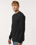 Tultex 202LS Unisex Fine Jersey Long Sleeve T-Shirt - Black - model side