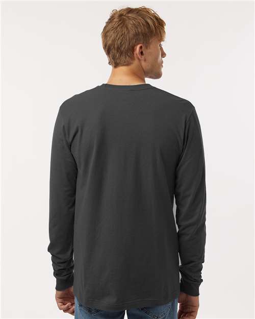 Tultex 202LS Unisex Fine Jersey Long Sleeve T-Shirt - Charcoal - model back