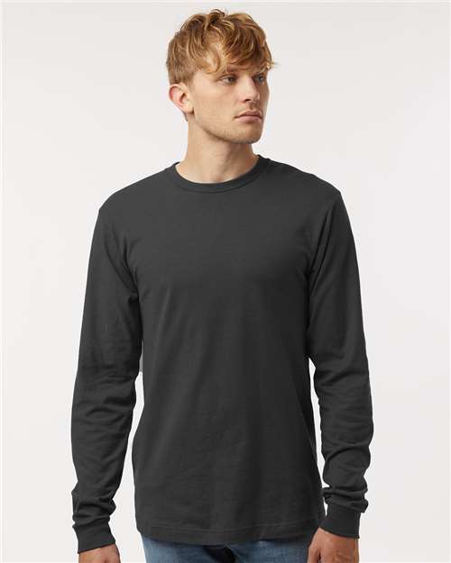 Tultex 202LS Unisex Fine Jersey Long Sleeve T-Shirt - Charcoal - model front