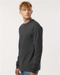 Tultex 202LS Unisex Fine Jersey Long Sleeve T-Shirt - Charcoal - model side