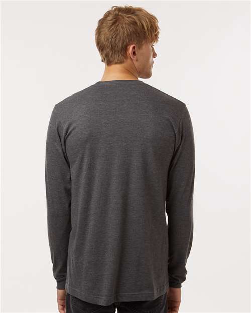 Tultex 202LS Unisex Fine Jersey Long Sleeve T-Shirt - Heather Charcoal - model back