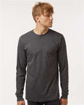 Tultex 202LS Unisex Fine Jersey Long Sleeve T-Shirt - Heather Charcoal - model front