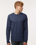 Tultex 202LS Unisex Fine Jersey Long Sleeve T-Shirt - Heather Denim - model front