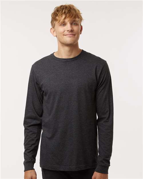 Tultex 202LS Unisex Fine Jersey Long Sleeve T-Shirt - Heather Graphite - model front