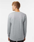Tultex 202LS Unisex Fine Jersey Long Sleeve T-Shirt - Heather Grey - model back