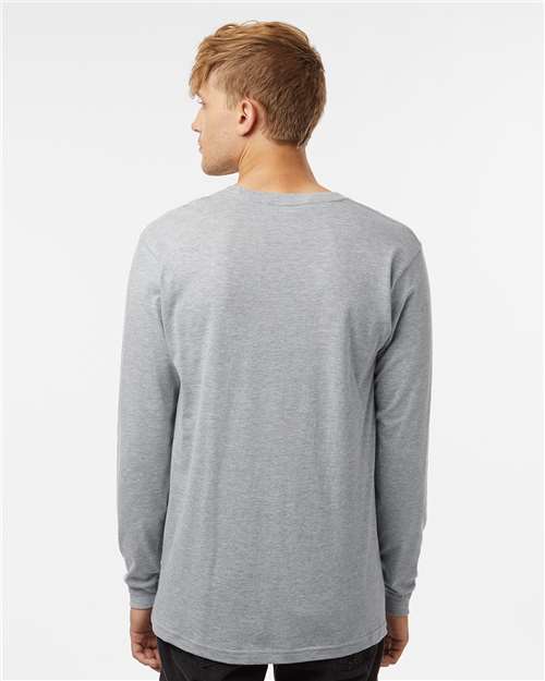 Tultex 202LS Unisex Fine Jersey Long Sleeve T-Shirt - Heather Grey - model back
