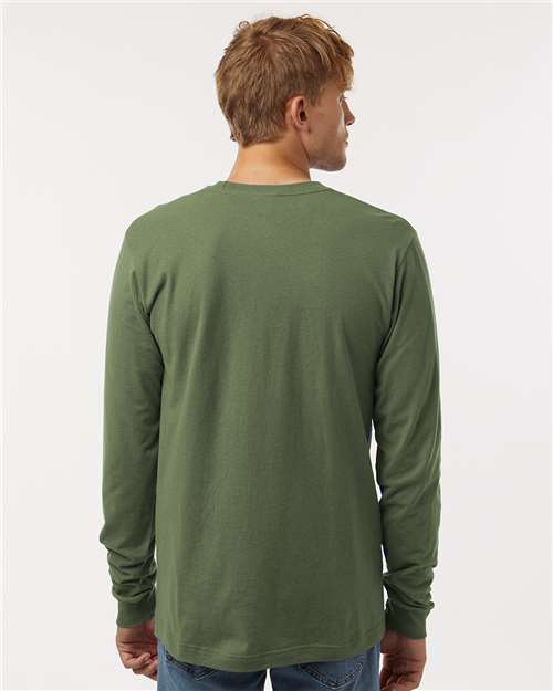 Tultex 202LS Unisex Fine Jersey Long Sleeve T-Shirt - Military Green - model back