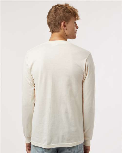 Tultex 202LS Unisex Fine Jersey Long Sleeve T-Shirt - Natural - model back
