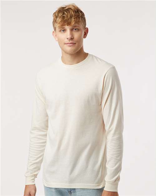 Tultex 202LS Unisex Fine Jersey Long Sleeve T-Shirt - Natural - model front