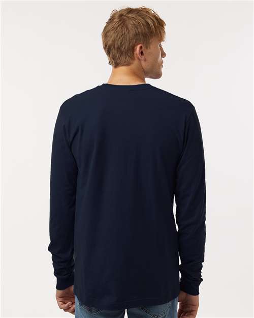 Tultex 202LS Unisex Fine Jersey Long Sleeve T-Shirt - Navy - model back