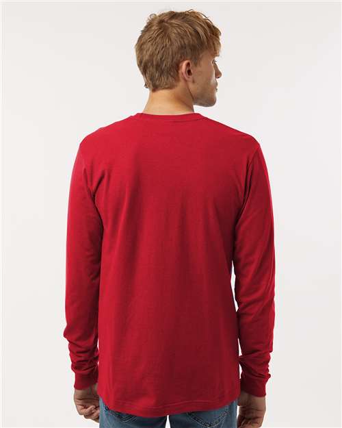 Tultex 202LS Unisex Fine Jersey Long Sleeve T-Shirt - Red - model back