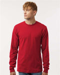 Tultex 202LS Unisex Fine Jersey Long Sleeve T-Shirt - Red - model front