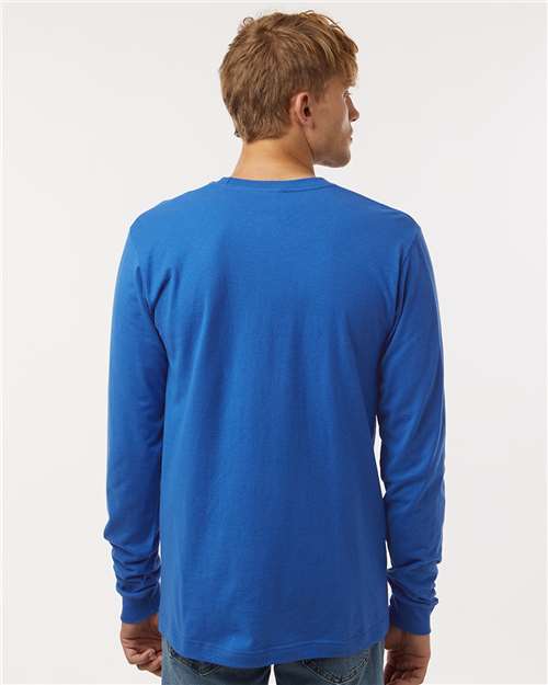 Tultex 202LS Unisex Fine Jersey Long Sleeve T-Shirt - Royal - model back