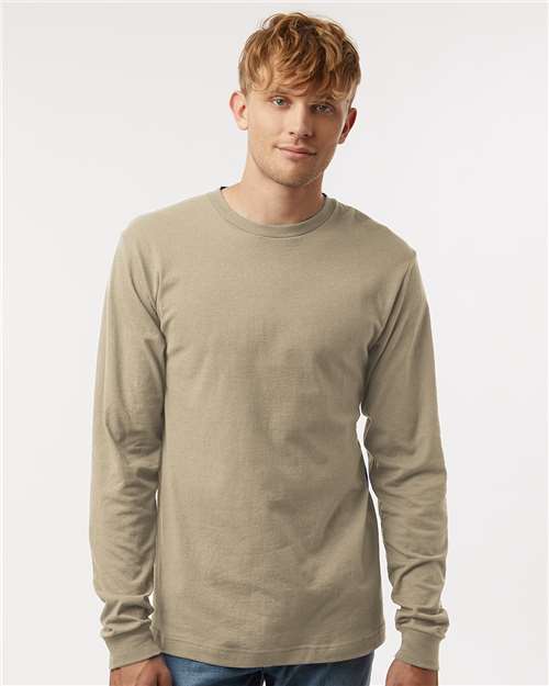 Tultex 202LS Unisex Fine Jersey Long Sleeve T-Shirt - Sand - model front