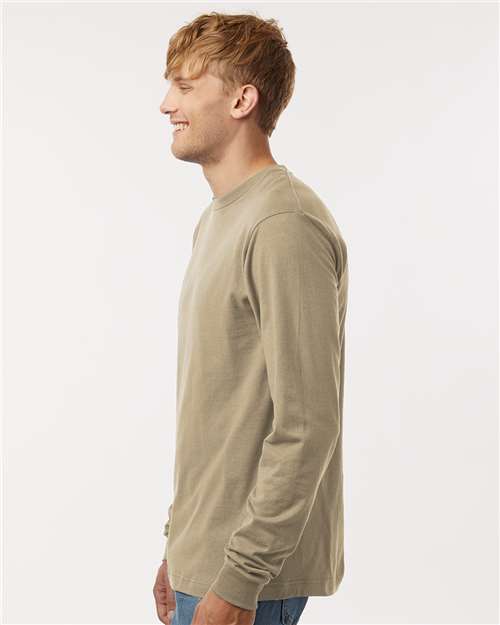 Tultex 202LS Unisex Fine Jersey Long Sleeve T-Shirt - Sand - model side