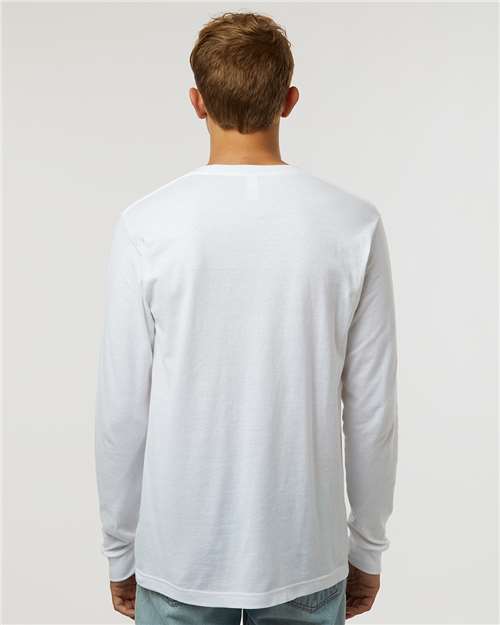 Tultex 202LS Unisex Fine Jersey Long Sleeve T-Shirt - White - model back