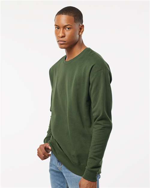 Tultex 340 Unisex Fleece Crewneck Sweatshirt - Military Green - model side