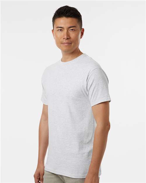 M&O 4800 Men's Gold Soft Touch T-Shirt - Ash - model side