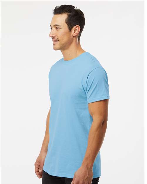 M&O 4800 Men's Gold Soft Touch T-Shirt - Sky - model side