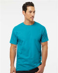 M&O 4800 Men's Gold Soft Touch T-Shirt - Tropical Blue - model front