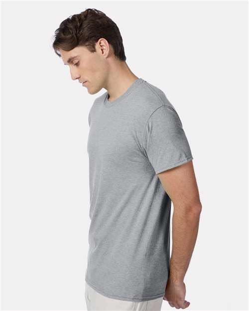 Hanes 42TB Perfect-T Triblend T-Shirt - Silverstone Heather - model side