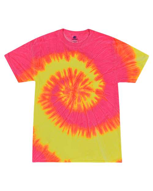Colortone 1000 Unisex Multi-Color Tie-Dyed T-Shirt - Fluorescent Swirl - front