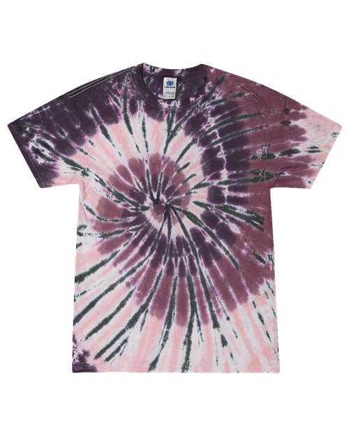 Colortone 1000 Unisex Multi-Color Tie-Dyed T-Shirt - Cherry Cola - front