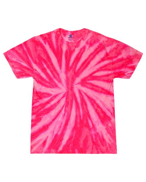 Colortone 1000 Unisex Multi-Color Tie-Dyed T-Shirt - Neon Bubblegum - front