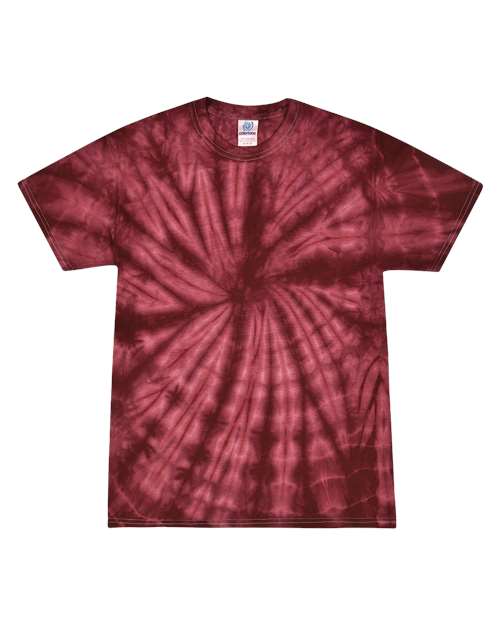 Colortone 1000 Unisex Multi-Color Tie-Dyed T-Shirt - Spider Burgundy - front