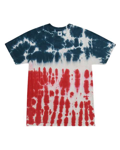 Colortone 1000Y Youth Multi-Color Tie-Dyed T-Shirt - Flag - front