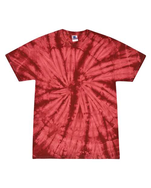 Colortone 1000Y Youth Multi-Color Tie-Dyed T-Shirt - Spider Crimson - front